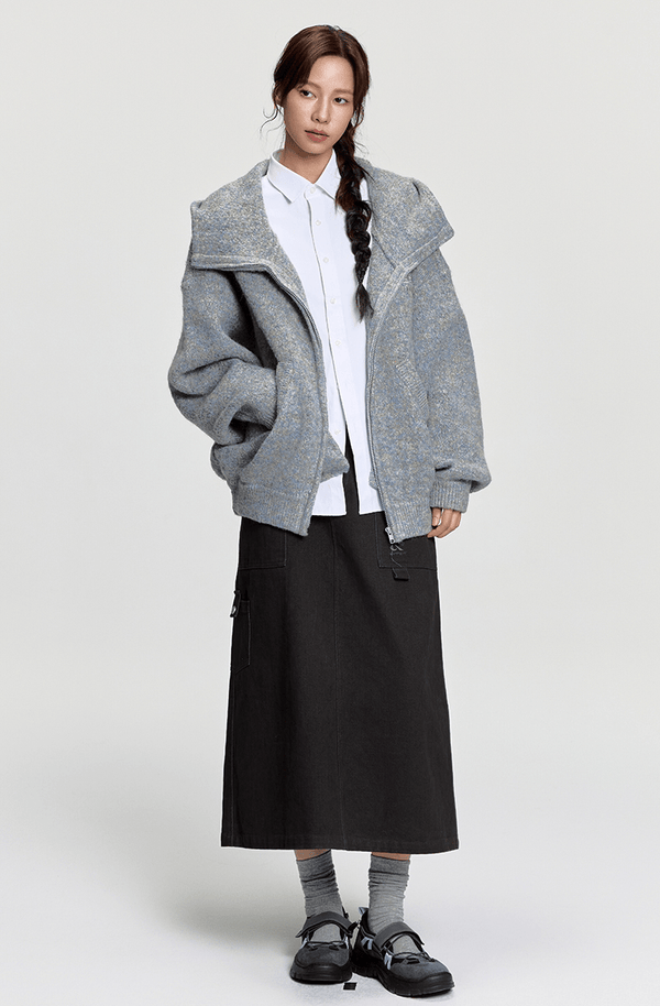 Oversized Mohair Knit Zip Hoodie - COPPING THREADS - RAPPEYE