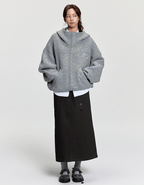 Oversized Mohair Knit Zip Hoodie - COPPING THREADS - RAPPEYE