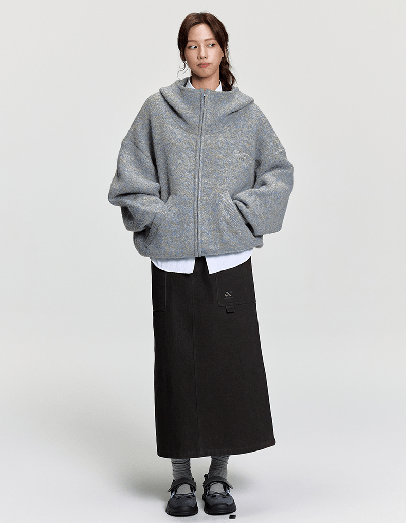 Oversized Mohair Knit Zip Hoodie - COPPING THREADS - RAPPEYE