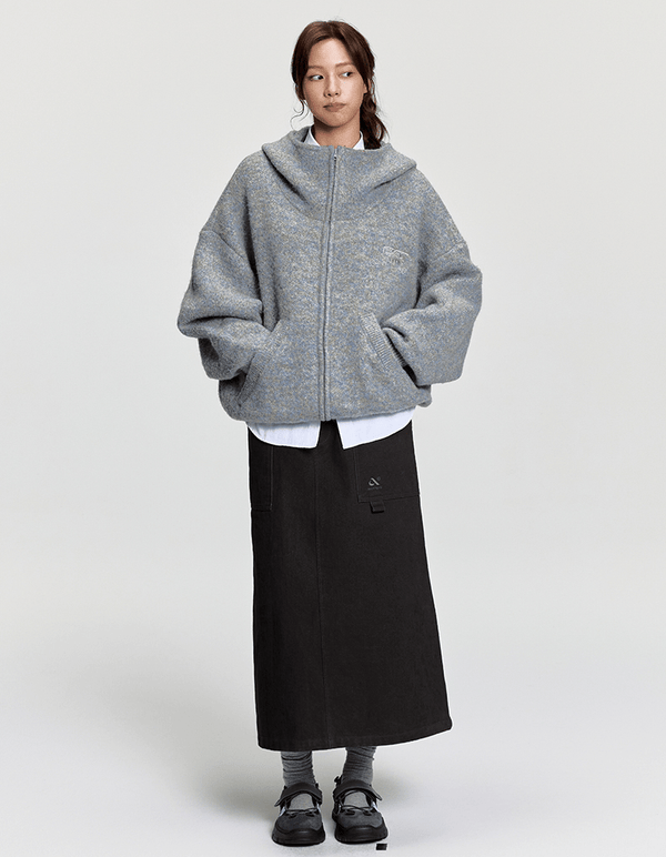 Oversized Mohair Knit Zip Hoodie - COPPING THREADS - RAPPEYE