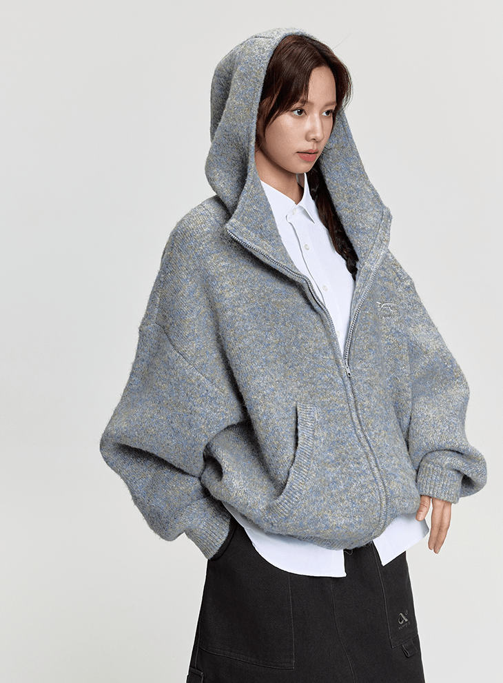 Oversized Mohair Knit Zip Hoodie - COPPING THREADS - RAPPEYE Main image