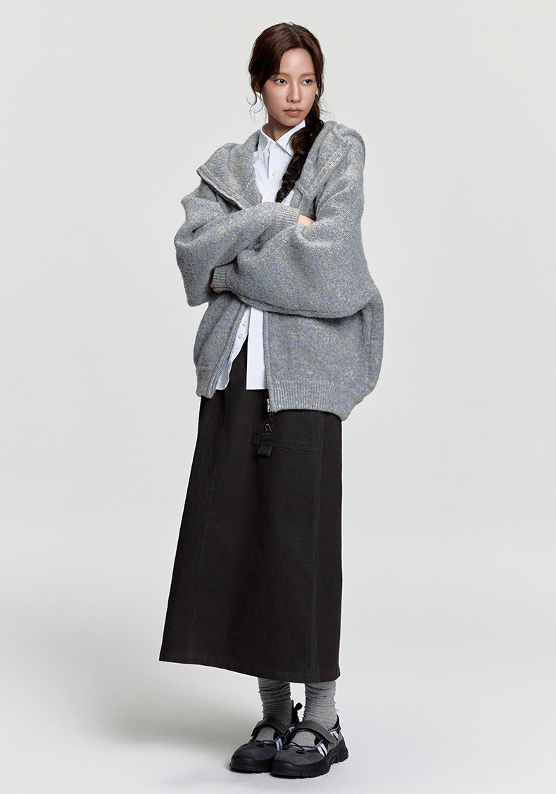 Oversized Mohair Knit Zip Hoodie - COPPING THREADS - RAPPEYE