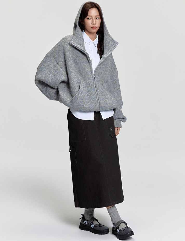 Oversized Mohair Knit Zip Hoodie - COPPING THREADS - RAPPEYE