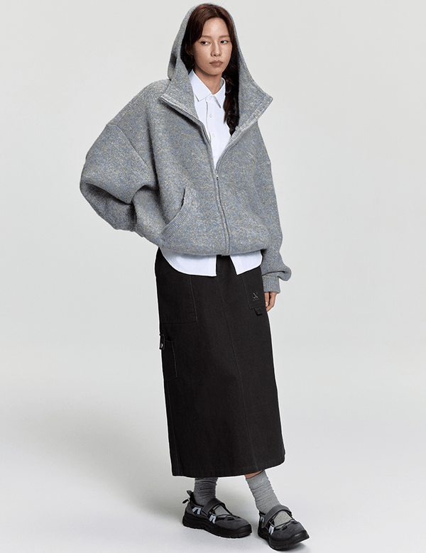 Oversized Mohair Knit Zip Hoodie - COPPING THREADS - RAPPEYE