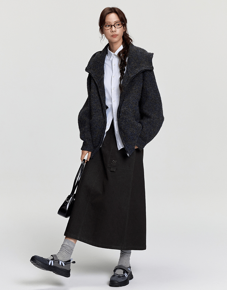 Oversized Mohair Knit Zip Hoodie - COPPING THREADS - RAPPEYE