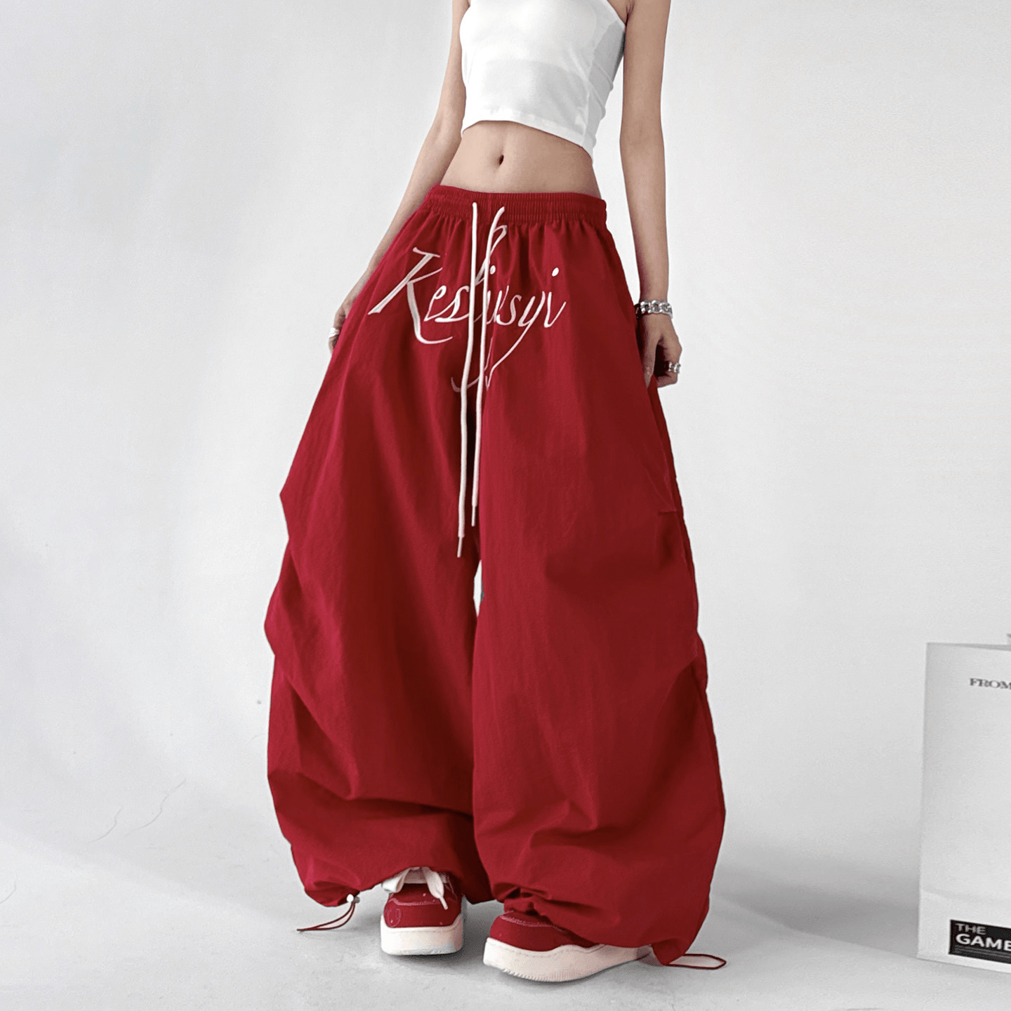 Oversized Script Parachute Pants – CT6616 Secondary image
