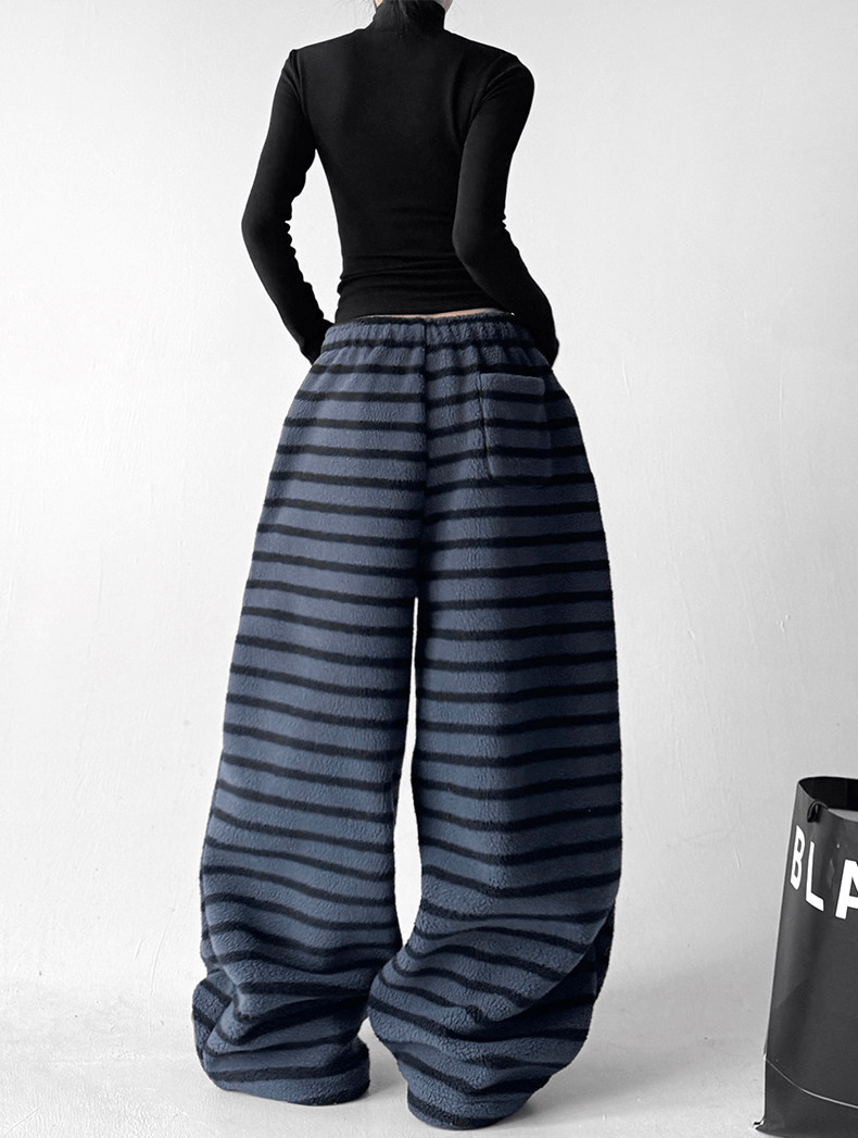 Oversized Striped Fleece Wide - Leg Pants - COPPING THREADS - CT Select