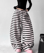 Oversized Striped Fleece Wide - Leg Pants - COPPING THREADS - CT Select