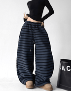 Oversized Striped Fleece Wide - Leg Pants - COPPING THREADS - CT Select
