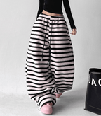 Oversized Striped Fleece Wide - Leg Pants - COPPING THREADS - CT Select