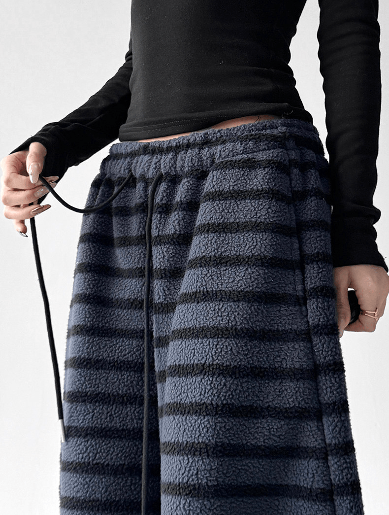 Oversized Striped Fleece Wide - Leg Pants - COPPING THREADS - CT Select