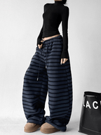 Oversized Striped Fleece Wide - Leg Pants - COPPING THREADS - CT Select