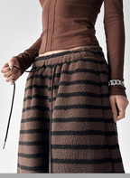 Oversized Striped Fleece Wide - Leg Pants - COPPING THREADS - CT Select