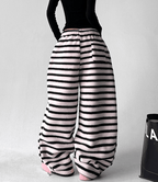 Oversized Striped Fleece Wide - Leg Pants - COPPING THREADS - CT Select