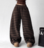 Oversized Striped Fleece Wide - Leg Pants - COPPING THREADS - CT Select