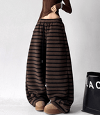 Oversized Striped Fleece Wide - Leg Pants - COPPING THREADS - CT Select