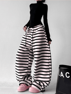 Oversized Striped Fleece Wide - Leg Pants - COPPING THREADS - CT Select