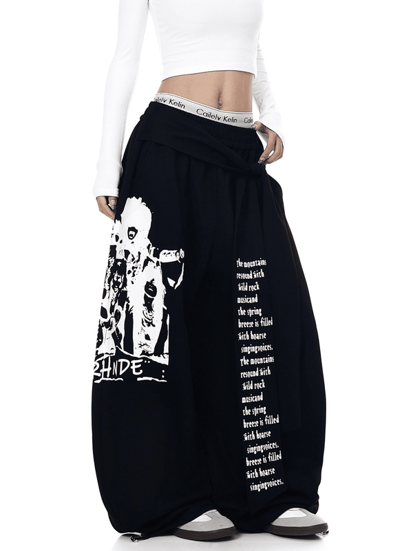 Oversized Tie Belt Graphic Sweatpants - COPPING THREADS - CT Select