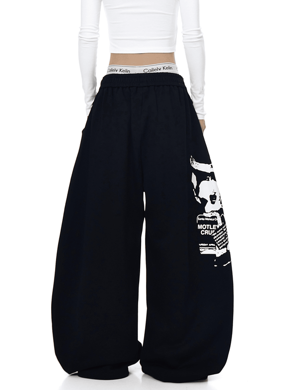 Oversized Tie Belt Graphic Sweatpants - COPPING THREADS - CT Select