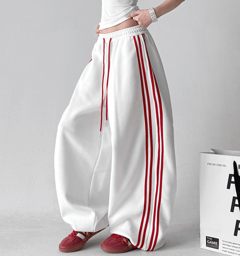Oversized Triple-Stripe Wide-Leg Sweatpants Secondary image