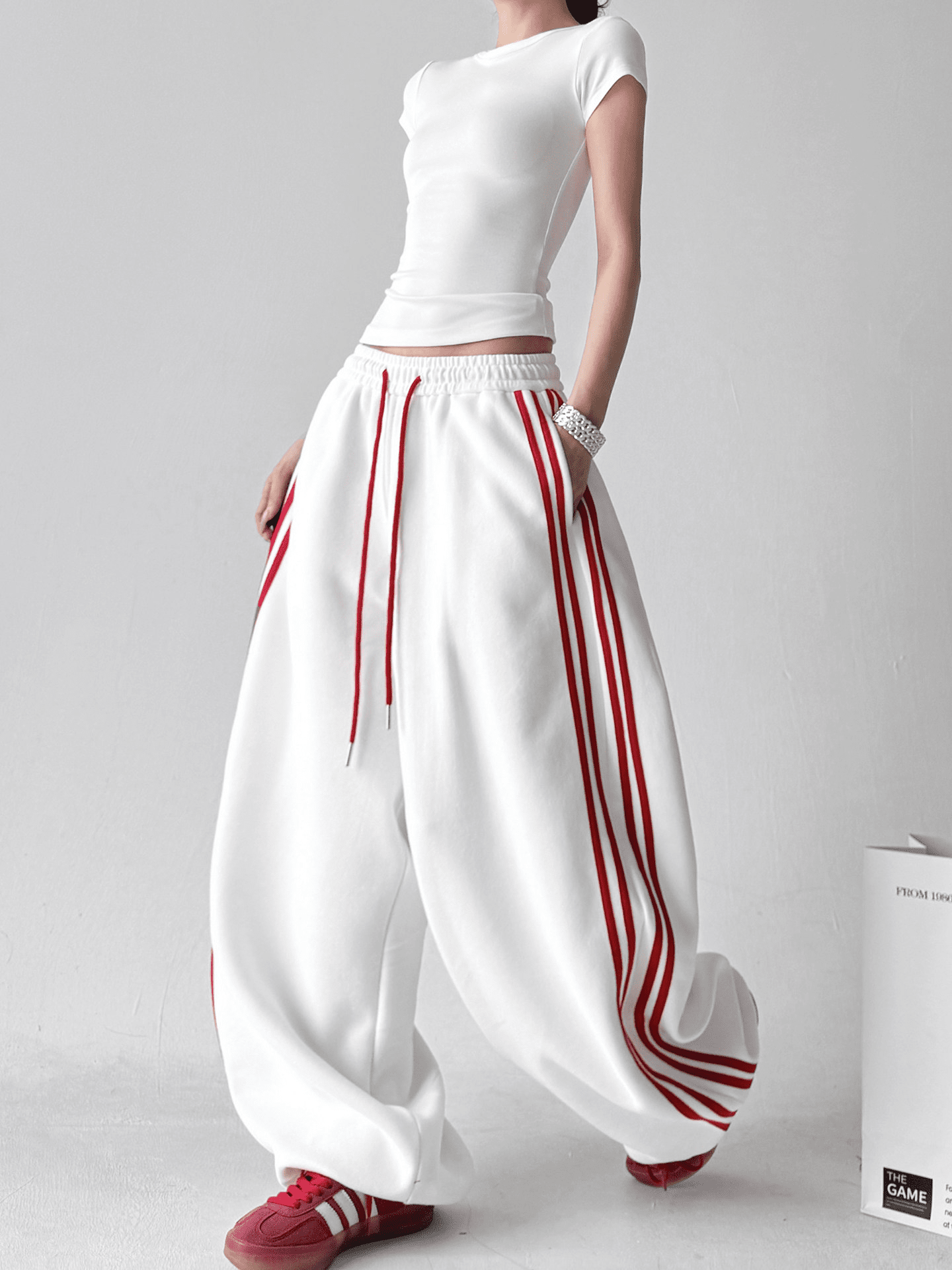 Oversized Triple - Stripe Wide - Leg Sweatpants - COPPING THREADS - CT Select