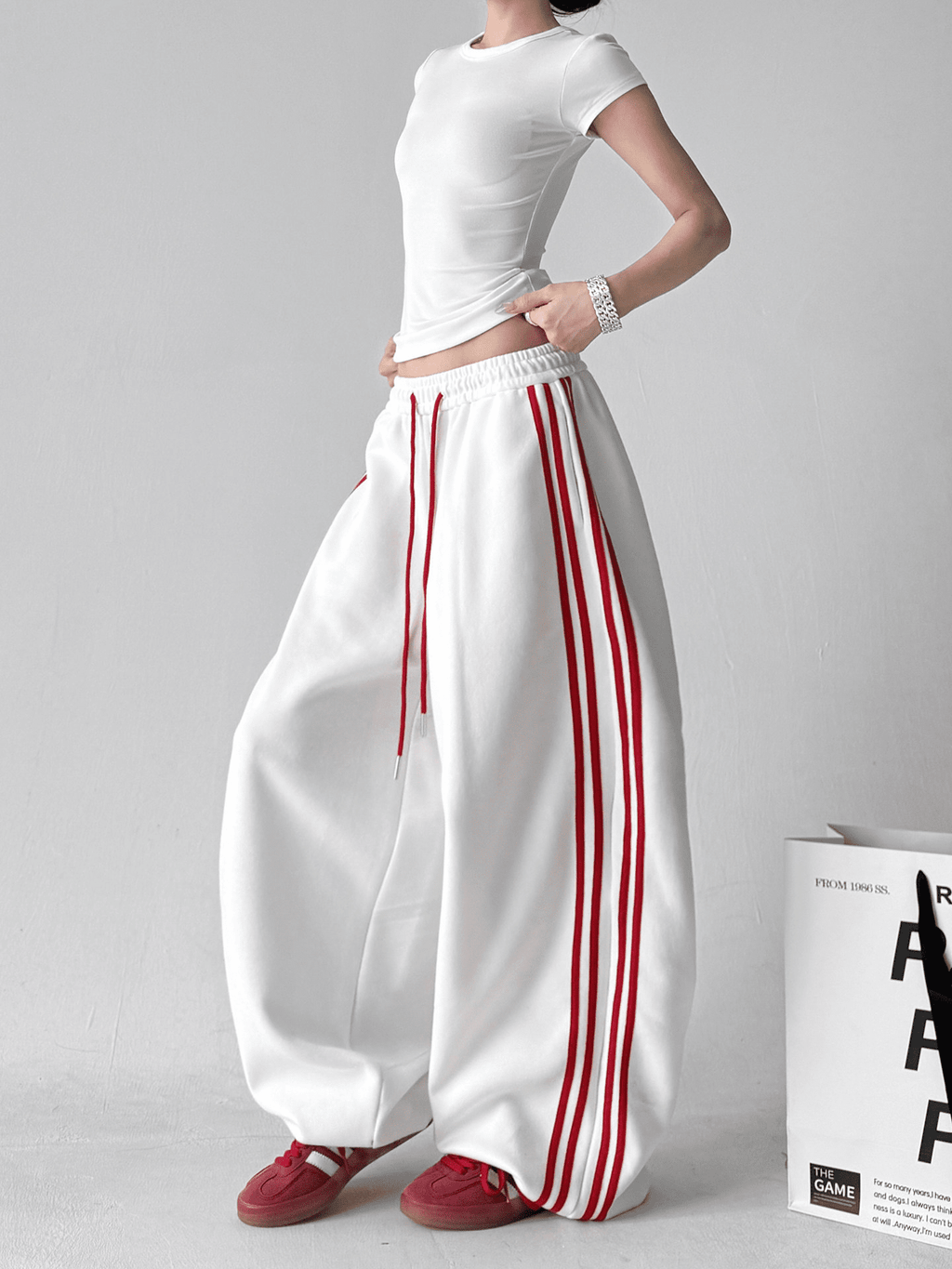 Oversized Triple - Stripe Wide - Leg Sweatpants - COPPING THREADS - CT Select