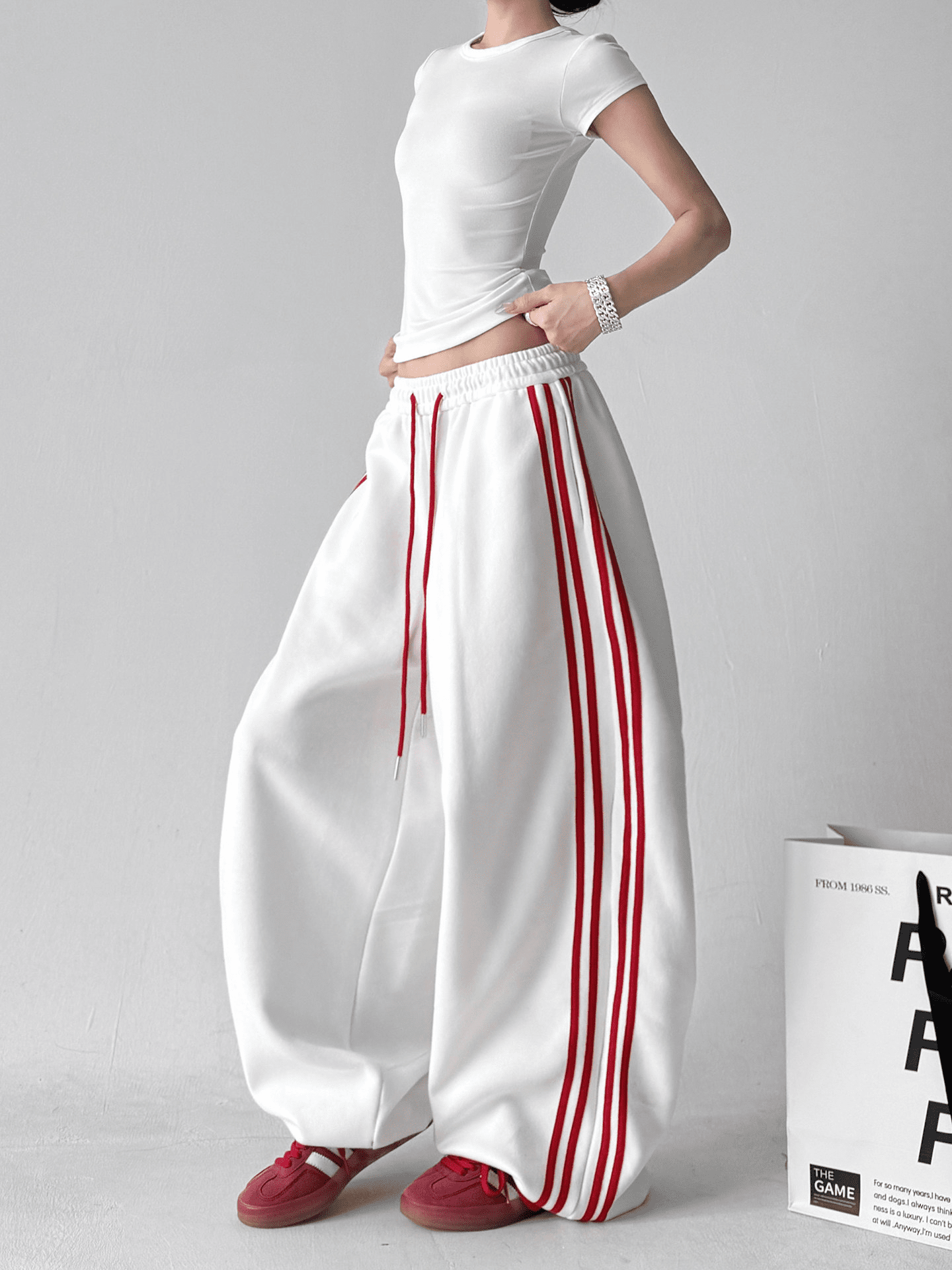 Oversized Triple - Stripe Wide - Leg Sweatpants - COPPING THREADS - CT Select