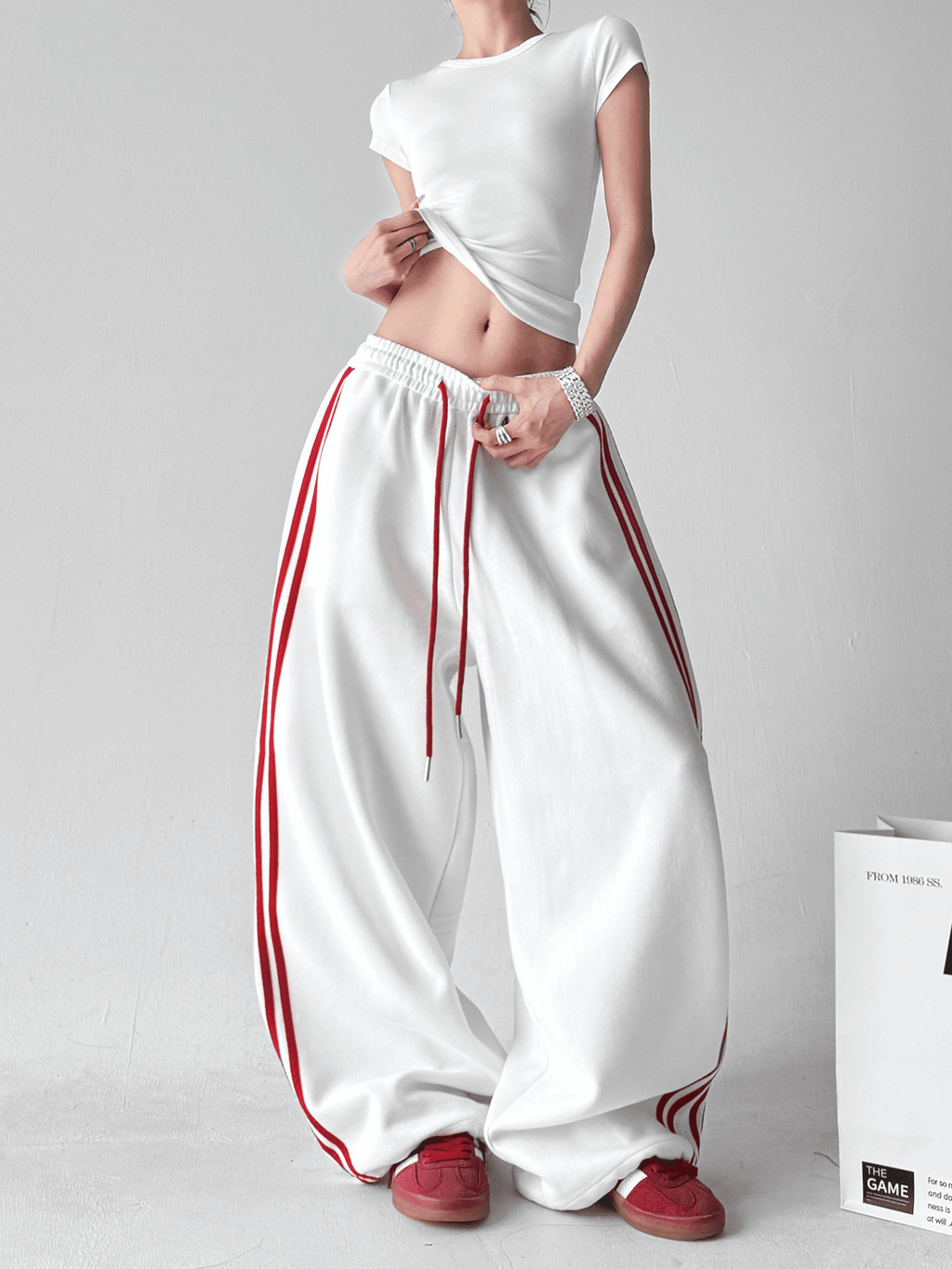 Oversized Triple - Stripe Wide - Leg Sweatpants - COPPING THREADS - CT Select