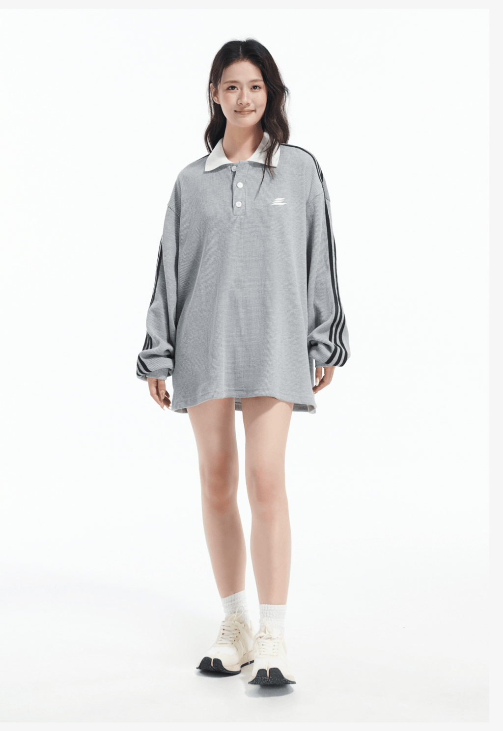 Oversized Waffle Knit Polo Sweatshirt - COPPING THREADS - LOSTCTRL