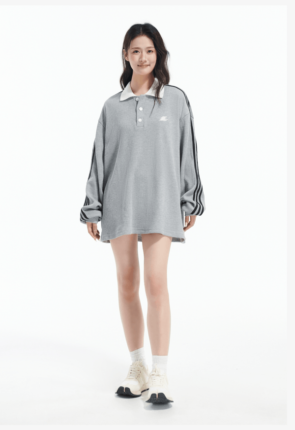 Oversized Waffle Knit Polo Sweatshirt - COPPING THREADS - LOSTCTRL