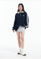 Oversized Waffle Knit Polo Sweatshirt - COPPING THREADS - LOSTCTRL