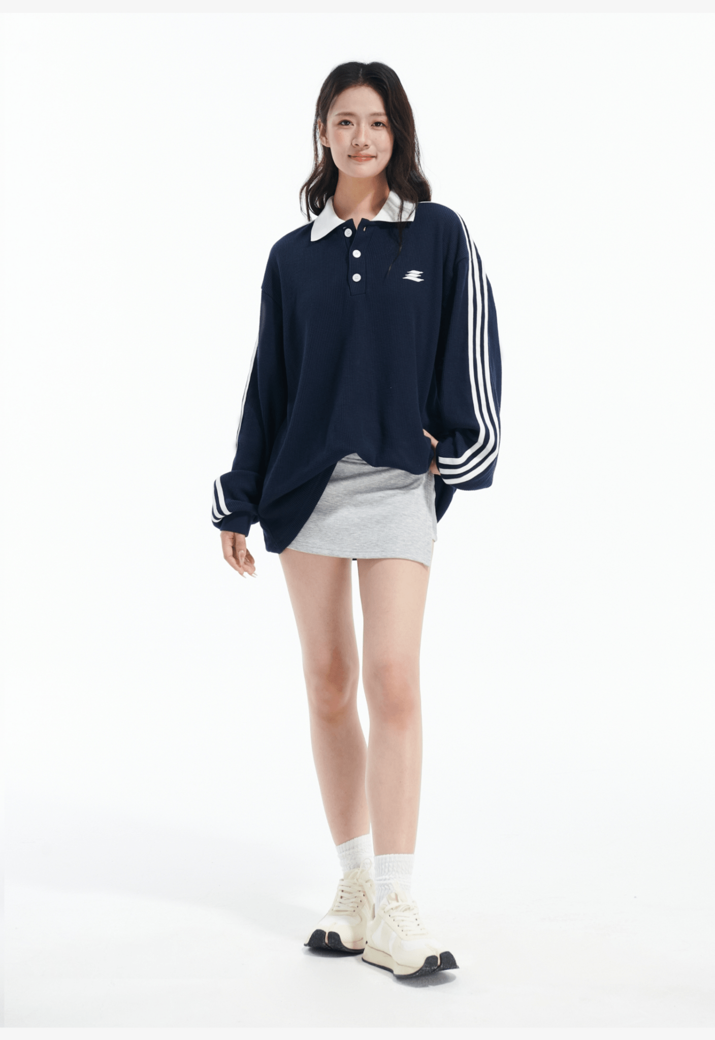Oversized Waffle Knit Polo Sweatshirt - COPPING THREADS - LOSTCTRL