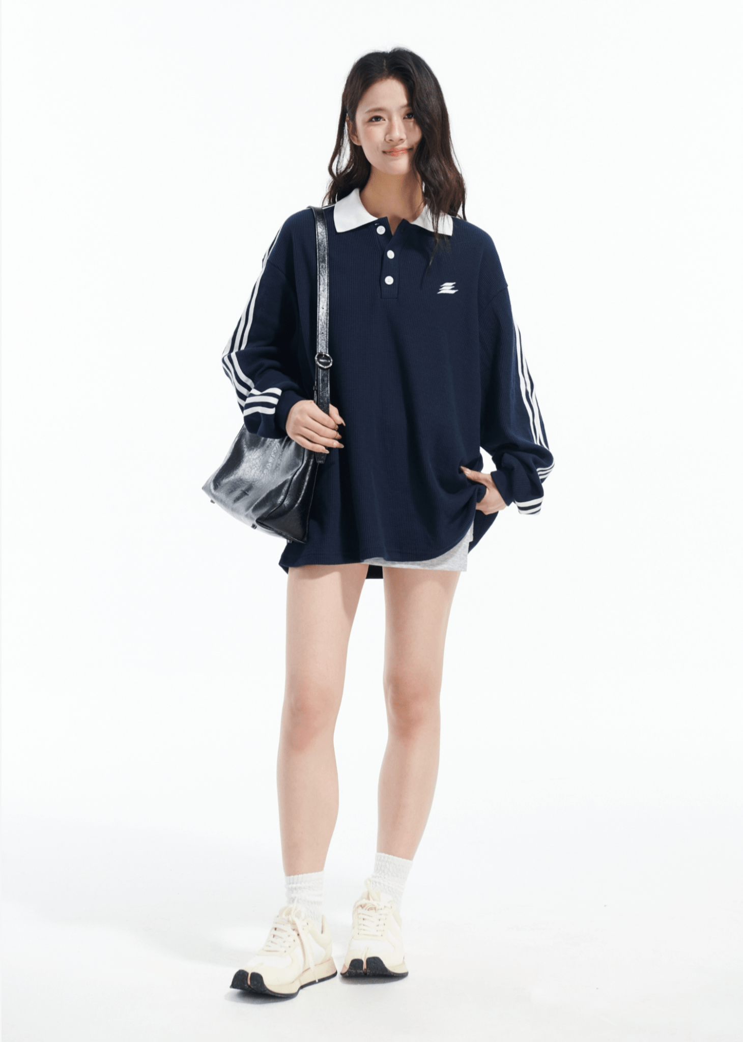 Oversized Waffle Knit Polo Sweatshirt - COPPING THREADS - LOSTCTRL
