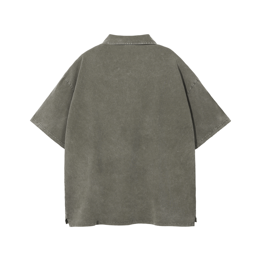 Oversized Washed Wax - Dye Polo Collar Tee - COPPING THREADS - CT Basics