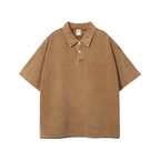 Oversized Washed Wax - Dye Polo Collar Tee - COPPING THREADS - CT Basics