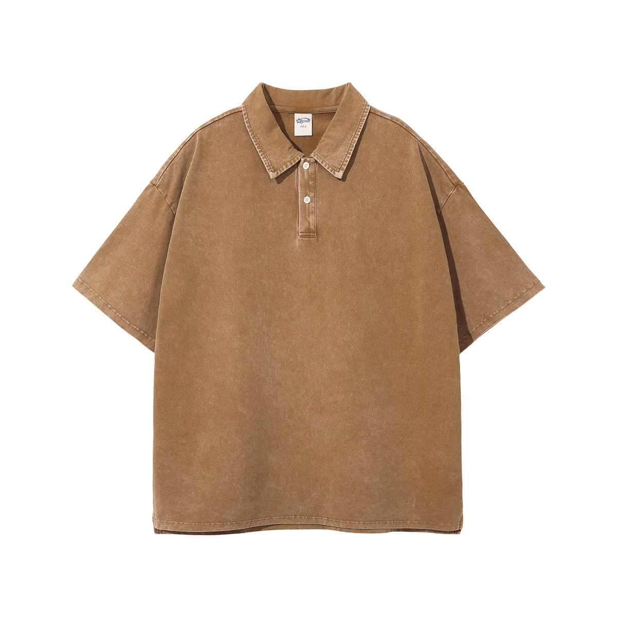 Oversized Washed Wax - Dye Polo Collar Tee - COPPING THREADS - CT Basics