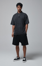 Oversized Washed Wax - Dye Polo Collar Tee - COPPING THREADS - CT Basics