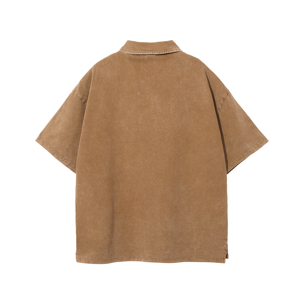 Oversized Washed Wax - Dye Polo Collar Tee - COPPING THREADS - CT Basics