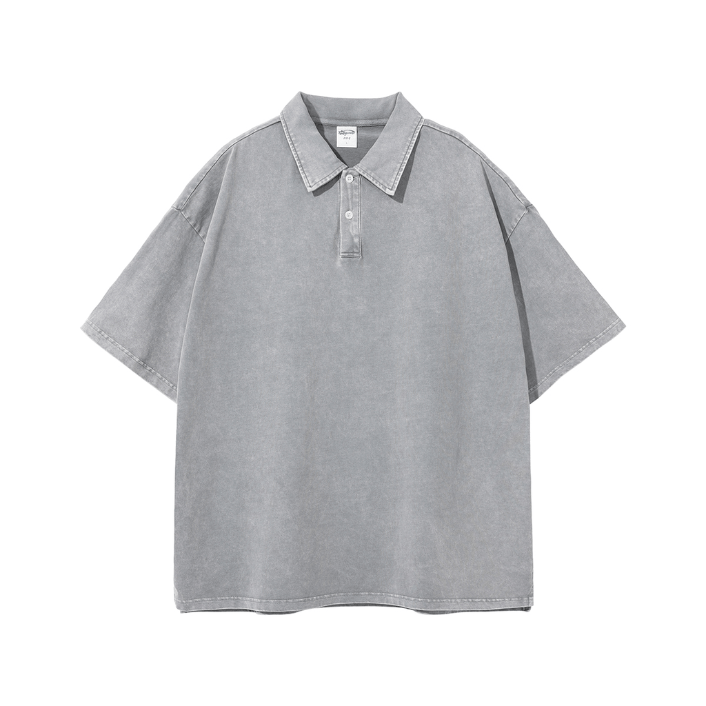 Oversized Washed Wax - Dye Polo Collar Tee - COPPING THREADS - CT Basics