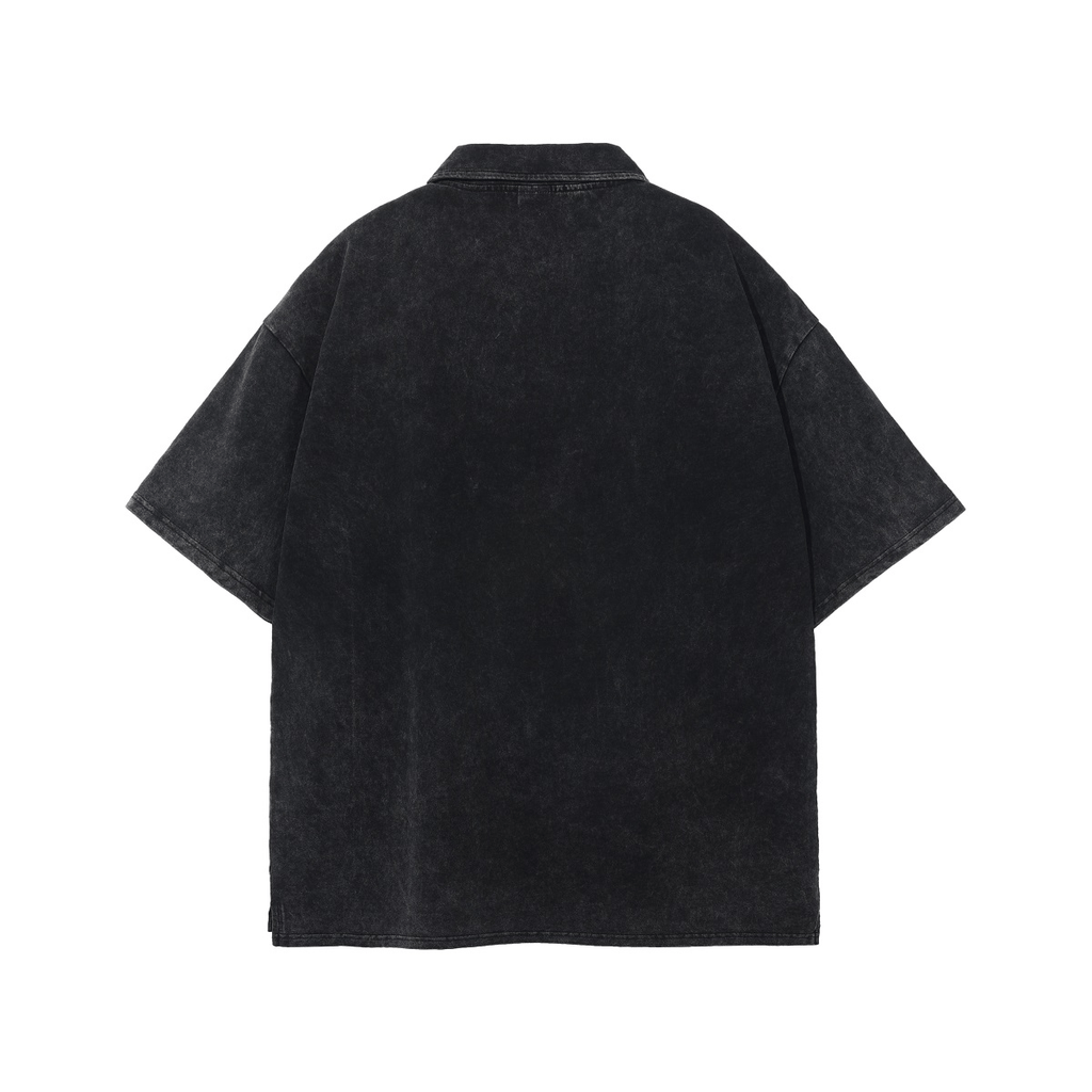 Oversized Washed Wax - Dye Polo Collar Tee - COPPING THREADS - CT Basics