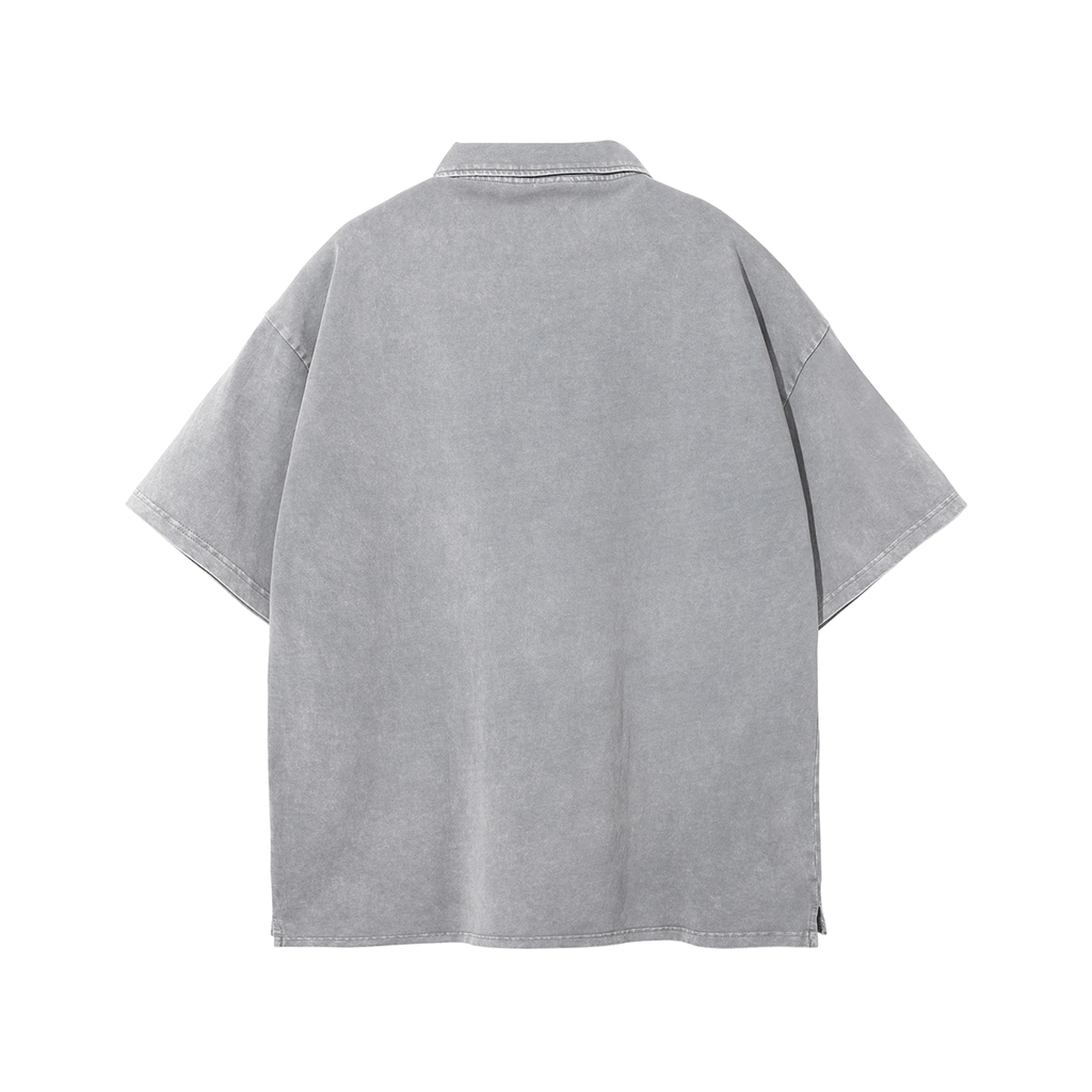 Oversized Washed Wax - Dye Polo Collar Tee - COPPING THREADS - CT Basics