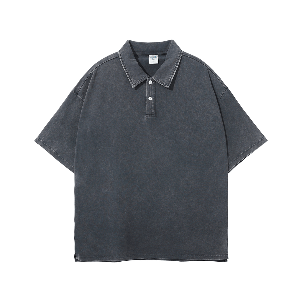 Oversized Washed Wax - Dye Polo Collar Tee - COPPING THREADS - CT Basics