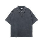 Oversized Washed Wax - Dye Polo Collar Tee - COPPING THREADS - CT Basics