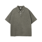 Oversized Washed Wax - Dye Polo Collar Tee - COPPING THREADS - CT Basics