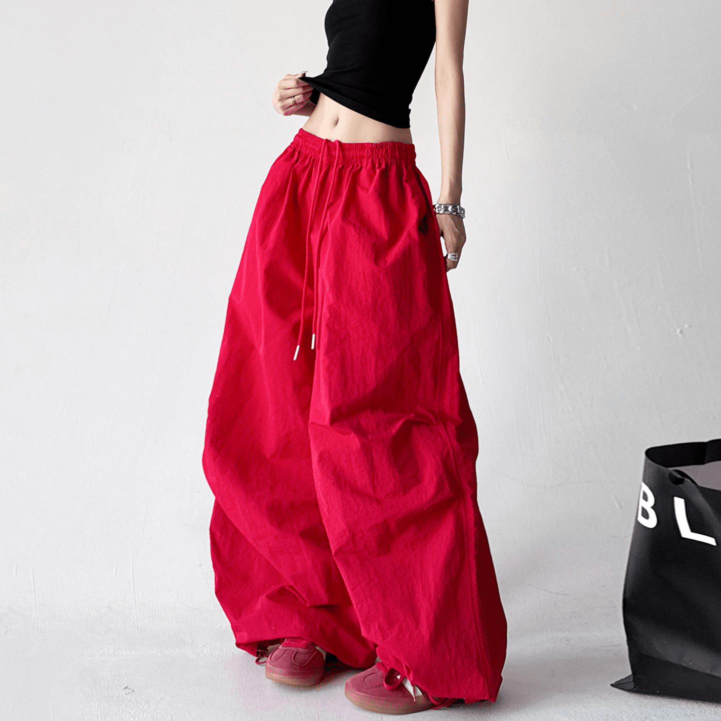 Oversized Wide - Leg Drawstring Cargo Pants - COPPING THREADS - CT Select