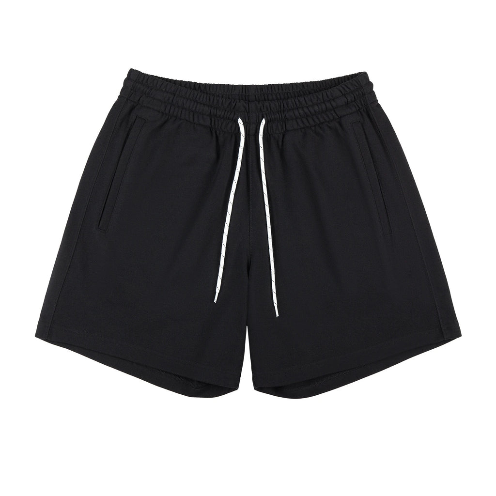 IDLT sweat shorts, black front.