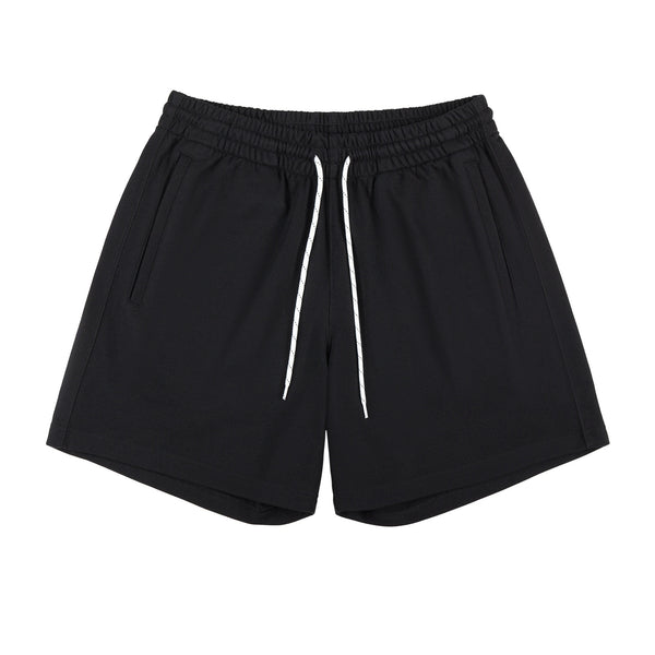 IDLT sweat shorts, black front.