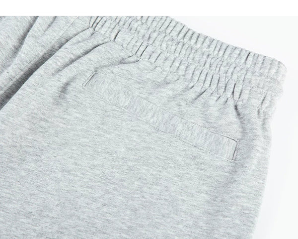IDLT sweat shorts, heather gray back pocket.