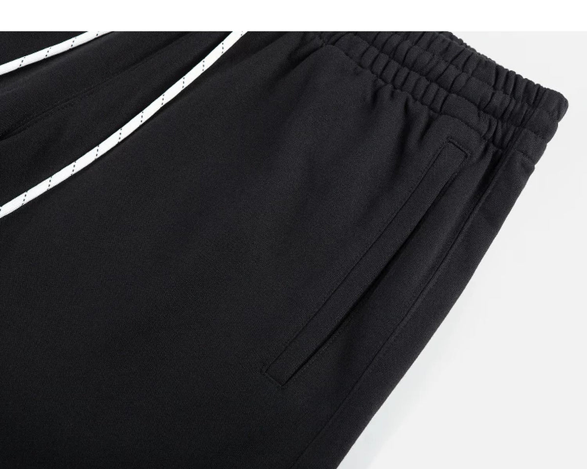 IDLT sweat shorts, black side pocket.