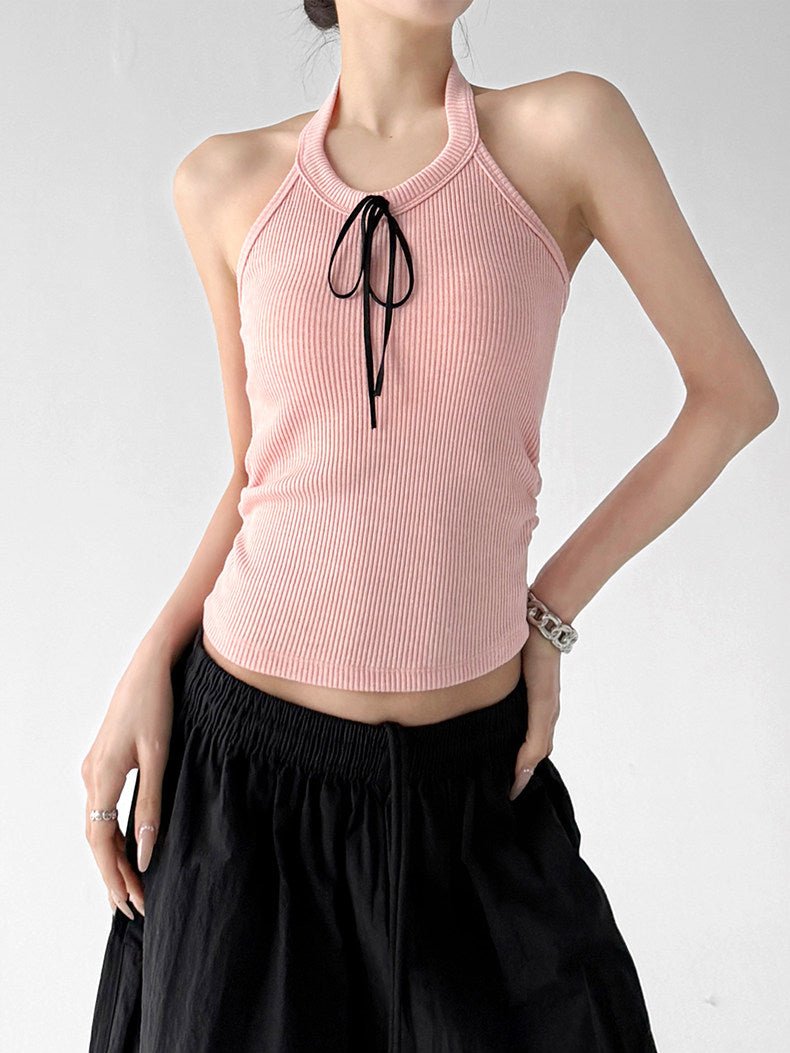 Padded Halter-Tie Fitted Tank Top - CT2905 - COPPING THREADS - CT ORIGINALS